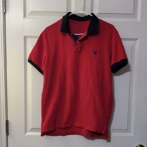 American Eagle Outfitters Red Polo with Dark Blue Trim